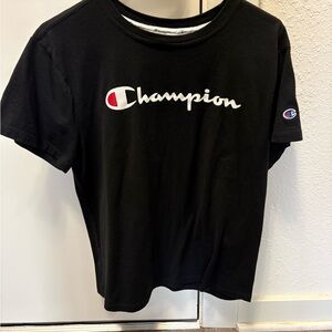 Champion Black Tee with Iconic Logo